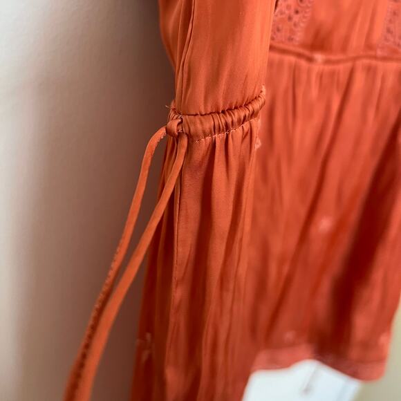 Ulla Johnson Rust Ruffle Eyelet Mini Dress, Flutter Sleeves, Boho Romantic - Picture 9 of 12